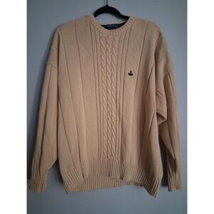Gant Hand Framed Mens Cable Knit Sweater Yellow Crew Neck Crest Logo XL